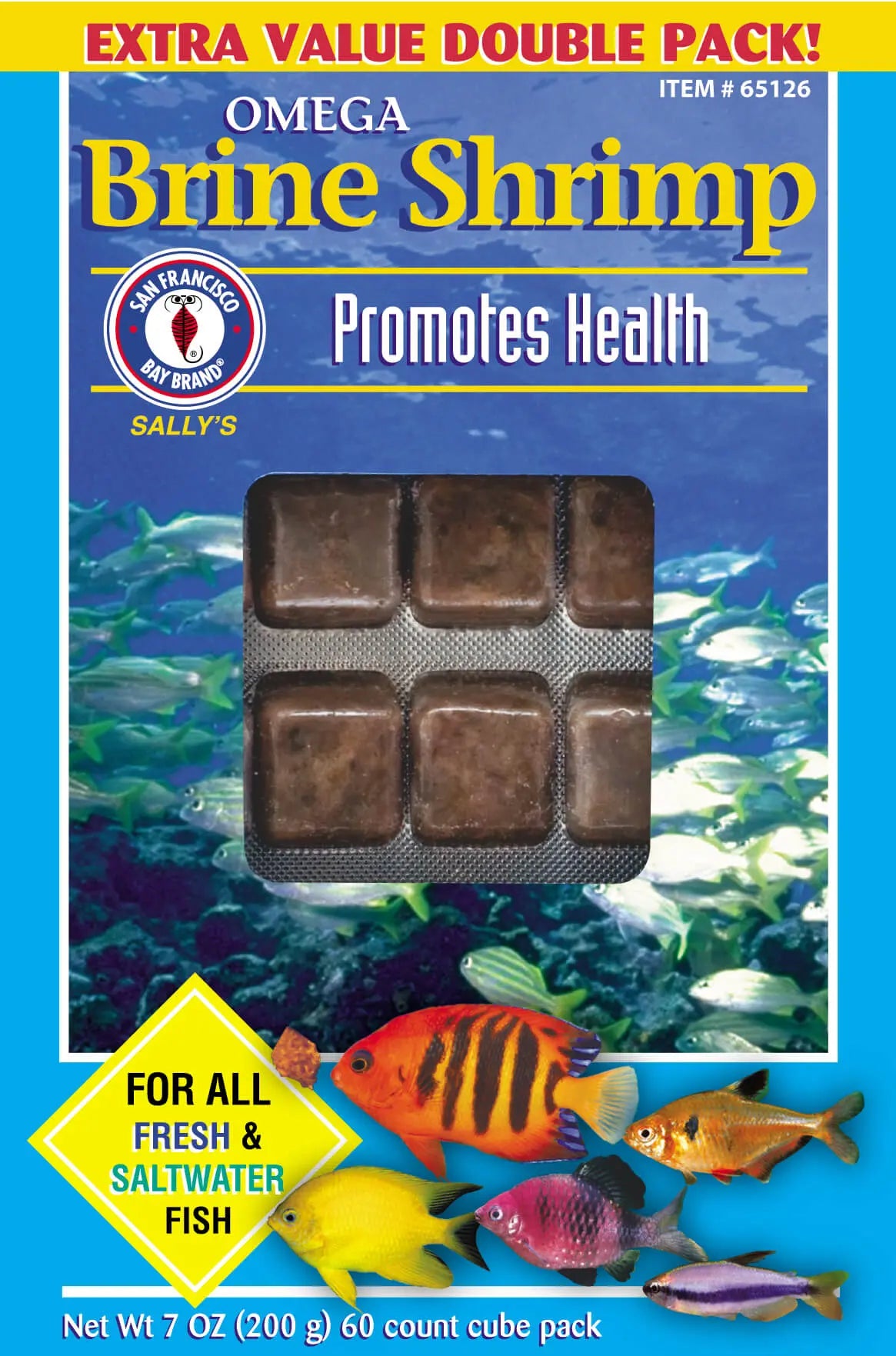 San Francisco Bay Brand Omega Brine Shrimp 7 oz frozen fish food with 60 cubes