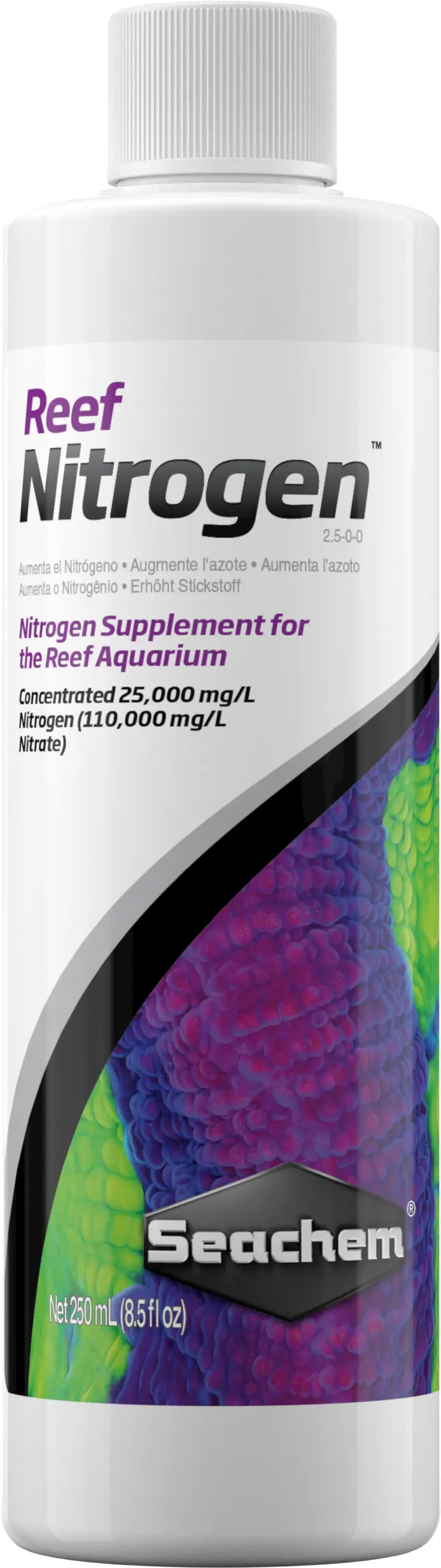 Seachem Reef Nitrogen 250 mL bottle used to raise nitrate levels in reef aquariums