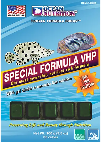 Ocean Nutrition Special Formula VHP frozen cubes 3.5 oz high-protein fish food for freshwater and saltwater aquariums