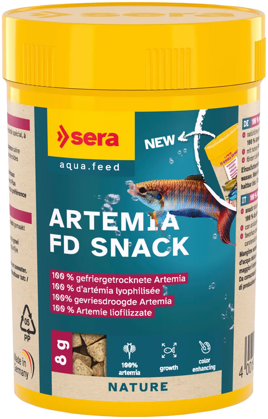 Sera Artemia FD Snack freeze-dried brine shrimp fish food – protein-rich natural treat for freshwater and marine aquarium fish