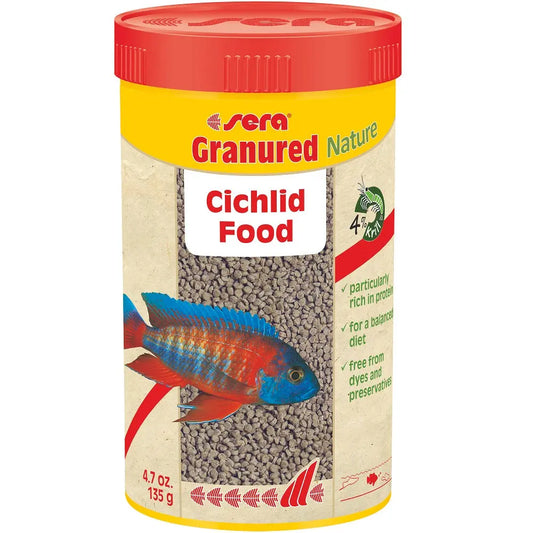 Sera Granured Nature 250 ml container – premium sinking granules for cichlids and larger ornamental freshwater fish.
