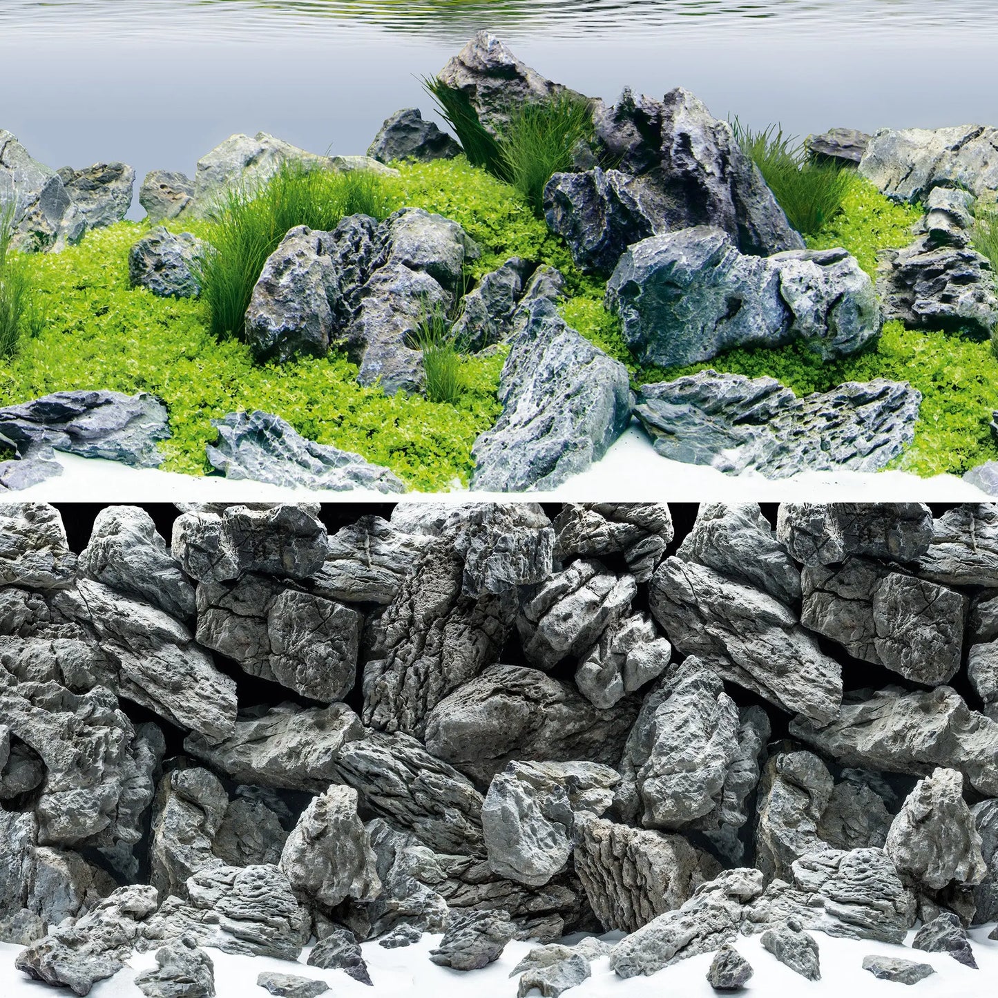 Juwel Poster 4 XL extra-large double-sided aquarium background with realistic rock wall and bright blue aquatic design