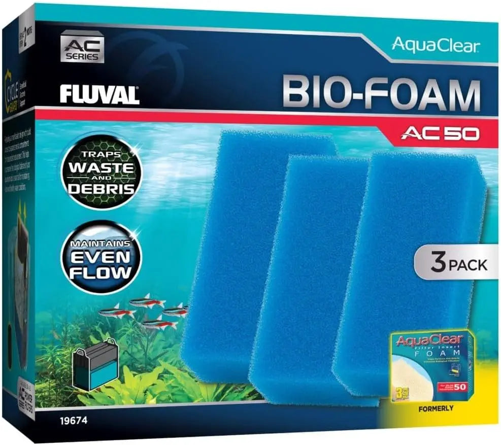 Fluval AquaClear AC50 Bio-Foam 3 pack replacement foam sponges for mechanical and biological aquarium filtration