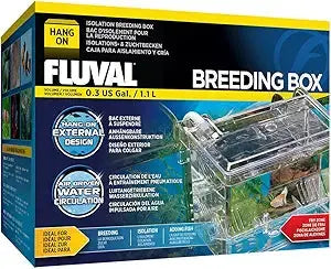 Fluval Breeding Box 0.3 gallon clear external hang-on nursery box attached to aquarium for safely raising fry or isolating fish