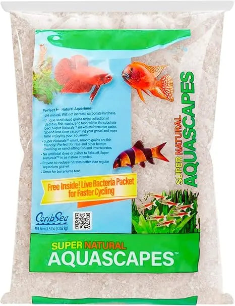 Super Naturals Crystal River 5 lb aquarium gravel – smooth light-colored natural substrate for freshwater aquariums and planted tanks.