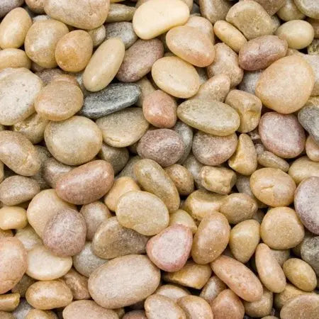 Estes Natural Gem Jumbo Gravel with smooth natural tan, beige, cream, and brown river stones for freshwater aquariums and aquascaping