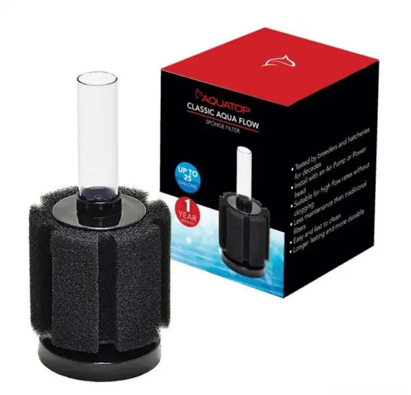 Aquatop Sponge Filter for up to 25 gallons for freshwater aquariums, shrimp tanks, betta tanks, and fry grow-out tanks.