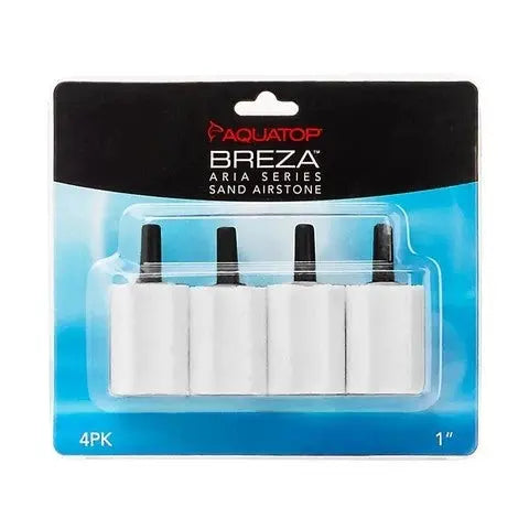 Aquatop BREZA Aria 1-inch sand airstone 4 pack – compact porous airstones for fine bubble aeration in freshwater and saltwater aquariums.