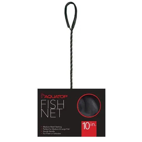 Aquatop Fish Net 10 inch – durable fine mesh aquarium net for safely catching and transferring fish or shrimp.