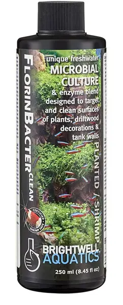 Brightwell FlorinBacter Clean 250mL freshwater aquarium bacteria and enzyme cleaner for sludge waste and organic buildup