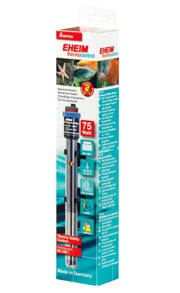 Eheim Jäger 75W Submersible Heater – durable aquarium heater with adjustable thermostat for freshwater and saltwater tanks.