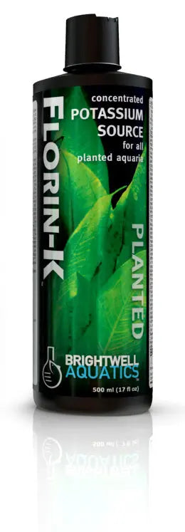 Brightwell Florin-K 250 mL potassium supplement for freshwater planted aquariums and aquascapes.