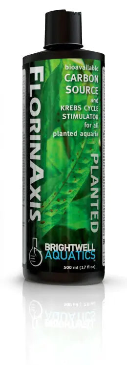 Brightwell FlorinAxis 250 mL liquid carbon supplement for freshwater planted aquariums and aquascapes.