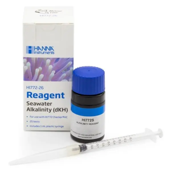 Hanna Marine Alkalinity dKH Checker Reagents HI772-26 refill pack with 25 tests for reef and saltwater aquarium alkalinity monitoring