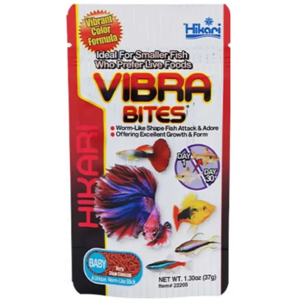 Hikari Vibra-Bites Baby 1.30oz bloodworm-like tropical fish food for bettas guppies tetras gouramis and nano fish