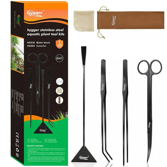 Hygger HG965 Stainless Steel Aquarium Tools Set – aquascaping scissors, tweezers, and spatula