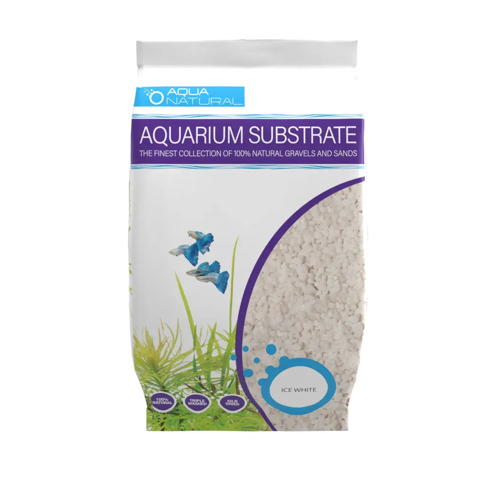 Pisces Ice White Aquarium Substrate 10 lb bright white aquarium gravel for freshwater tanks, shrimp tanks, planted aquariums, and aquascapes.