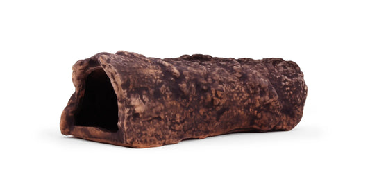 Aquavitro Ceramic Hide Model L4 – realistic wood-textured ceramic hiding spot, 6.75×3×2.25 inches; safe for plecos, shrimp, axolotls, and bottom-dwelling aquatic or terrestrial pets