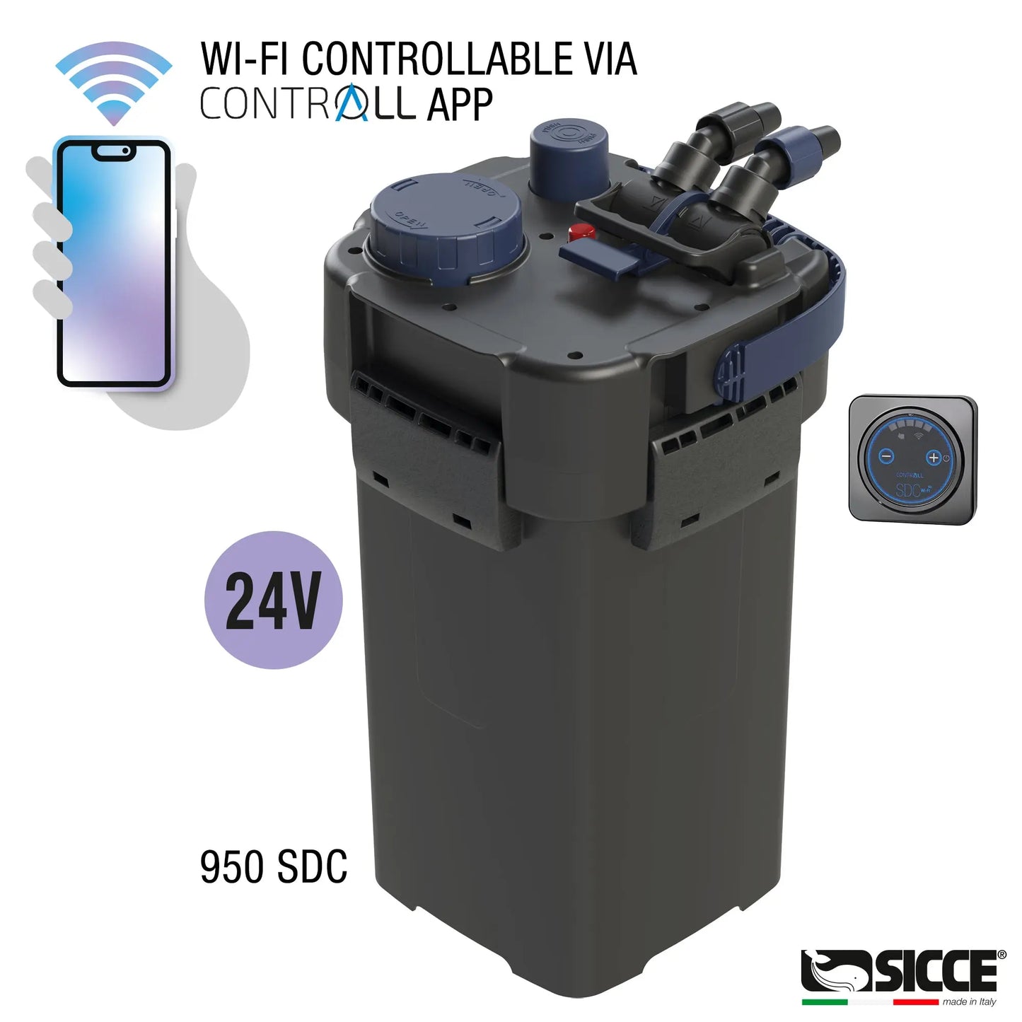 Sicce MEGA FILTRA 950 SDC DC-powered aquarium filtration system with smart digital control