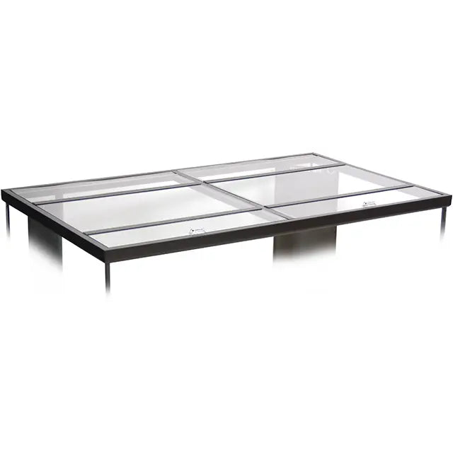 Marineland glass aquarium canopy 48 x 24 inches with hinged center panel installed on a large freshwater fish tank