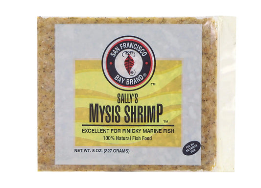 San Francisco Bay Brand Frozen Mysis Shrimp Flat 8 oz – nutrient-rich aquarium food for freshwater and reef aquariums, local pickup only