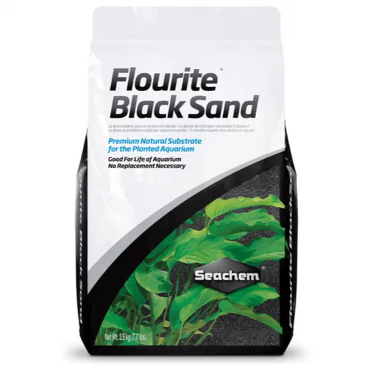 Seachem Flourite Black Sand 7.7 lbs – premium porous substrate for planted freshwater aquariums, nutrient-rich with natural black sand appearance.
