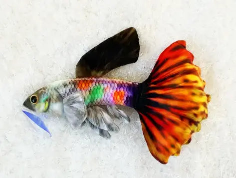 GreenPleco Guppy Polychrome Plush – Multi-colored collectible guppy plush made from eco-friendly materials by GreenPleco