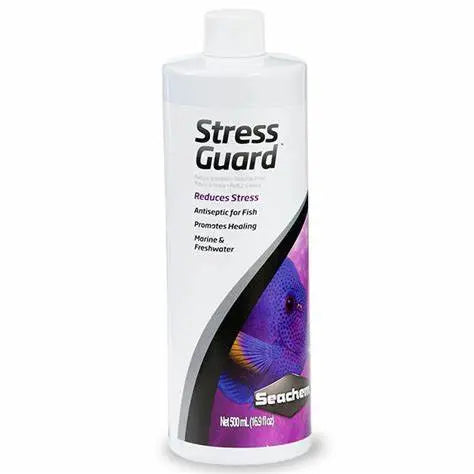 Seachem StressGuard 500 mL – aquarium fish stress and wound protection, promotes healing and reduces infection risk in freshwater and saltwater tanks.