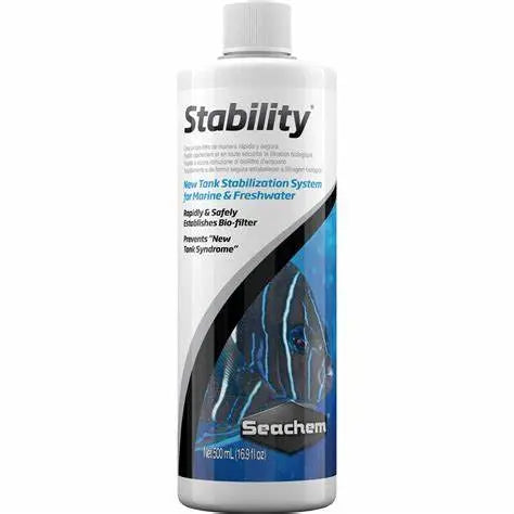 Seachem Stability 500 mL aquarium biological supplement – beneficial bacteria to cycle freshwater and saltwater aquariums safely.
