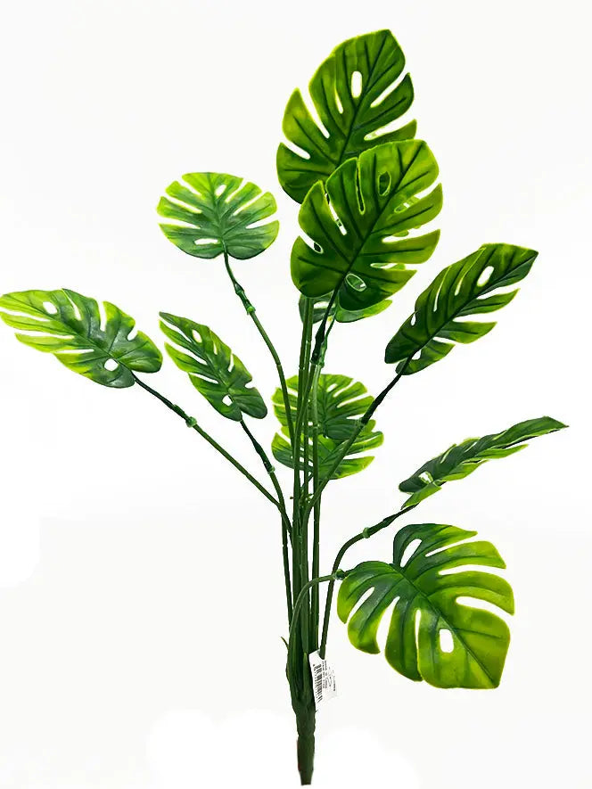 20-inch Monstera artificial aquarium plant – tall tropical split-leaf aquarium décor safe for freshwater aquariums.