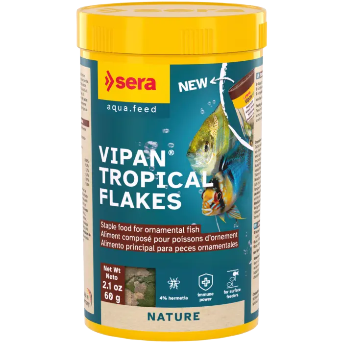 Sera Vipan Tropical Flakes 0.7 oz – Premium tropical fish flake food container by Sera