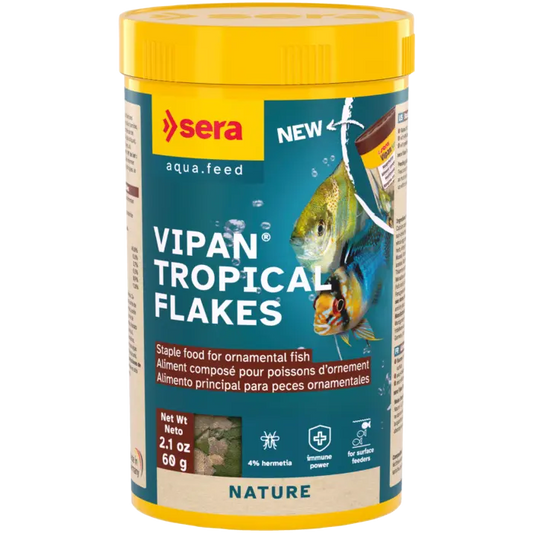 Sera Vipan Tropical Flakes 0.7 oz – Premium tropical fish flake food container by Sera