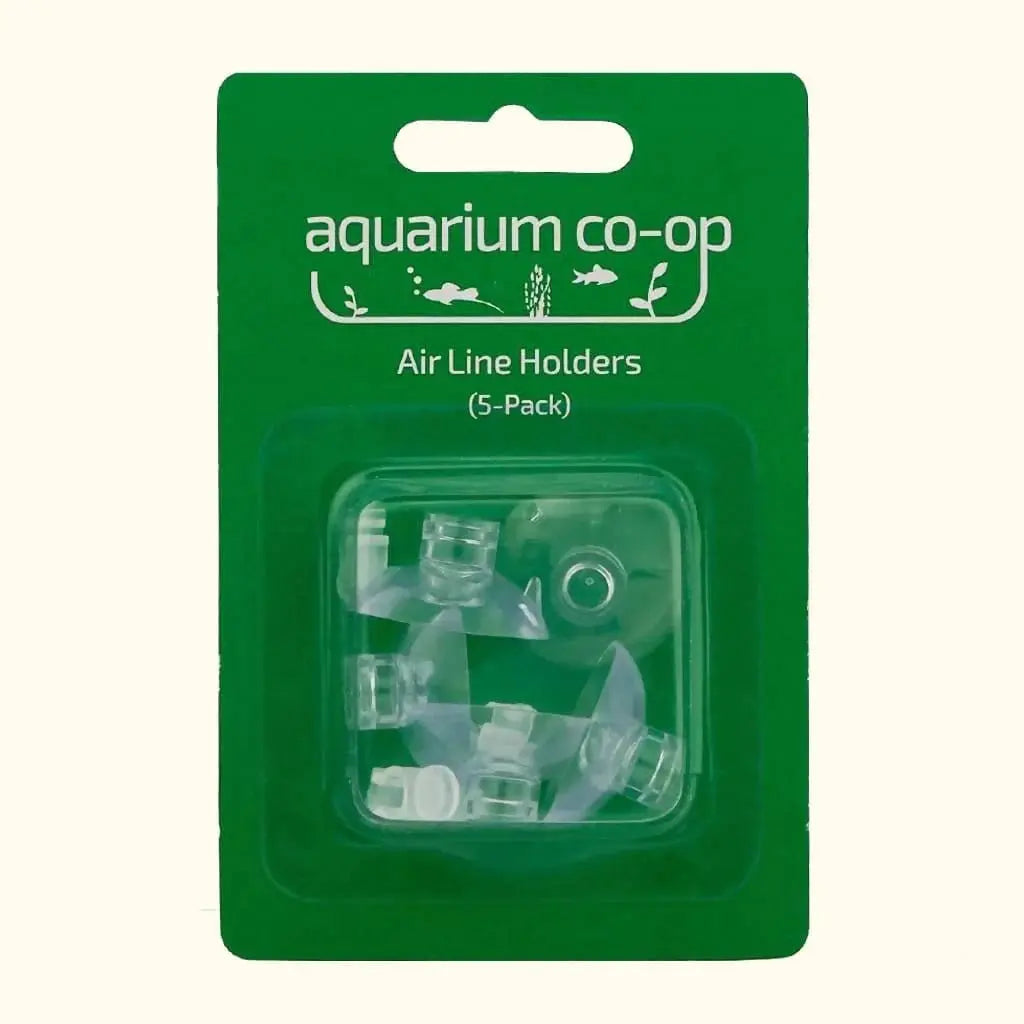 Aquarium Co-Op airline holders securing aquarium airline tubing along the tank rim for air pumps and sponge filters