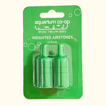 โAquarium Co-Op Weighted Air Stone โ durable gray air stone with built-in weight producing fine bubbles in a freshwater aquarium.โ