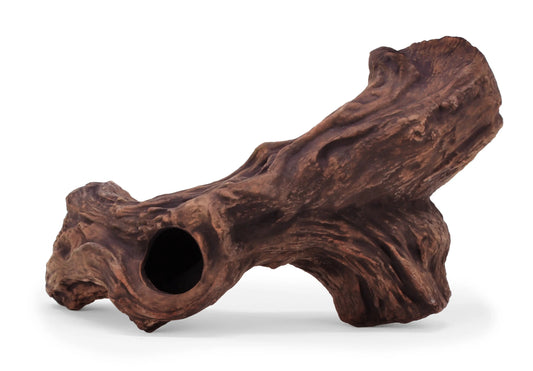 Aquavitro Ceramic Hide Model B3 – realistic wood-textured ceramic aquarium ornament and hiding spot, 8.75×4×5 in., safe for shrimp, plecos, axolotls, and more.