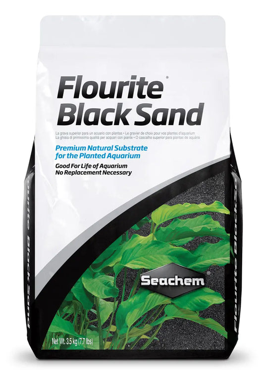 Seachem Flourite Black Sand – 15.4 lb bag of premium fine-grain substrate for planted freshwater aquariums.
