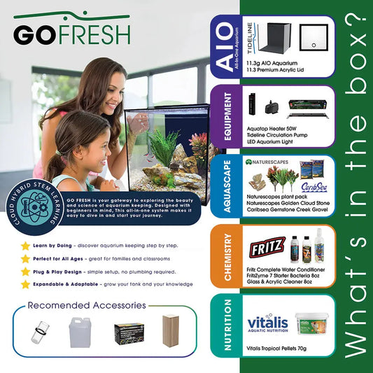 Tideline Go Fresh 11.3 aquarium system – modern all-in-one nano aquarium with built-in filtration