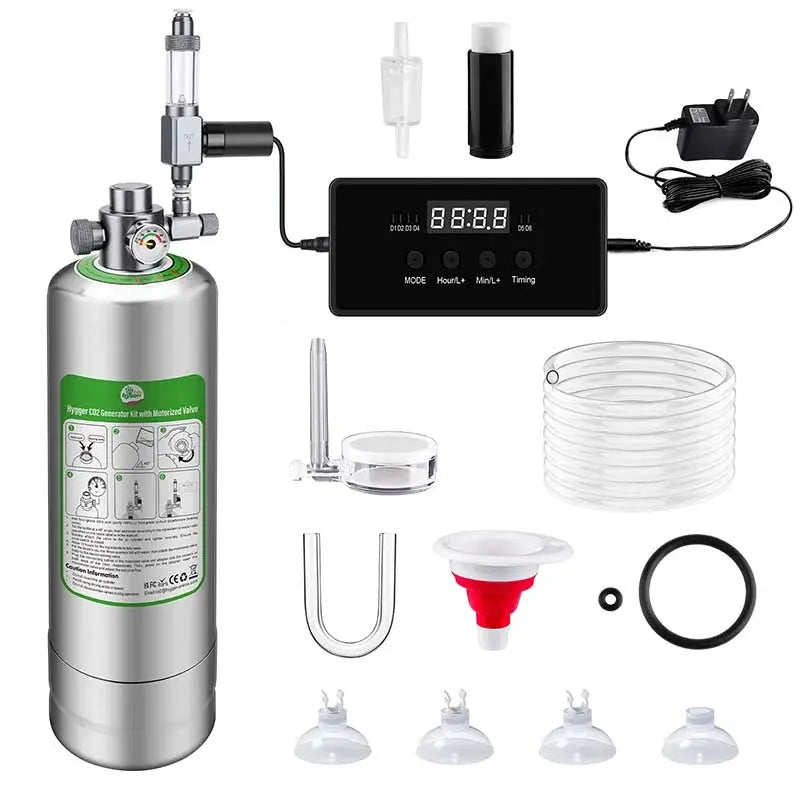 hygger HC031-2L CO2 generator kit with motorized valve for planted freshwater aquariums and aquascaping systems