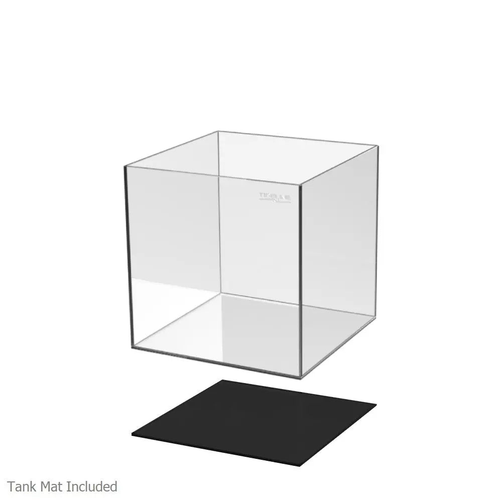 Tideline Ultra-Clear Cube Aquarium 4.1 gallon with leveling mat for bettas, shrimp, snails, planted aquascapes, and desktop nano displays.