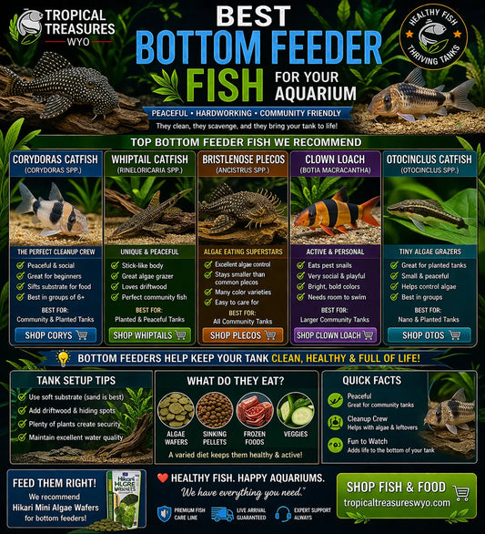 Discover the best bottom feeder fish for freshwater aquariums. Top picks include Corydoras, Bristlenose Plecos, Whiptail Catfish, and more.