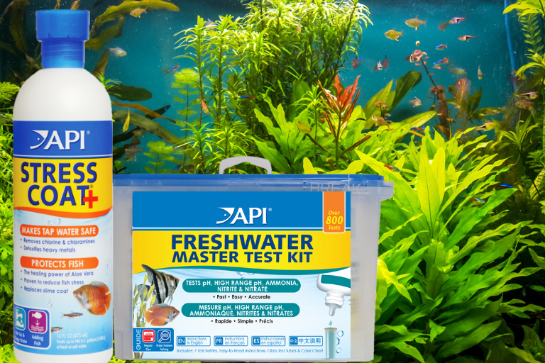 API Additives Collection – includes water conditioners, stress relief formulas, bacterial supplements, and plant fertilizers for aquariums