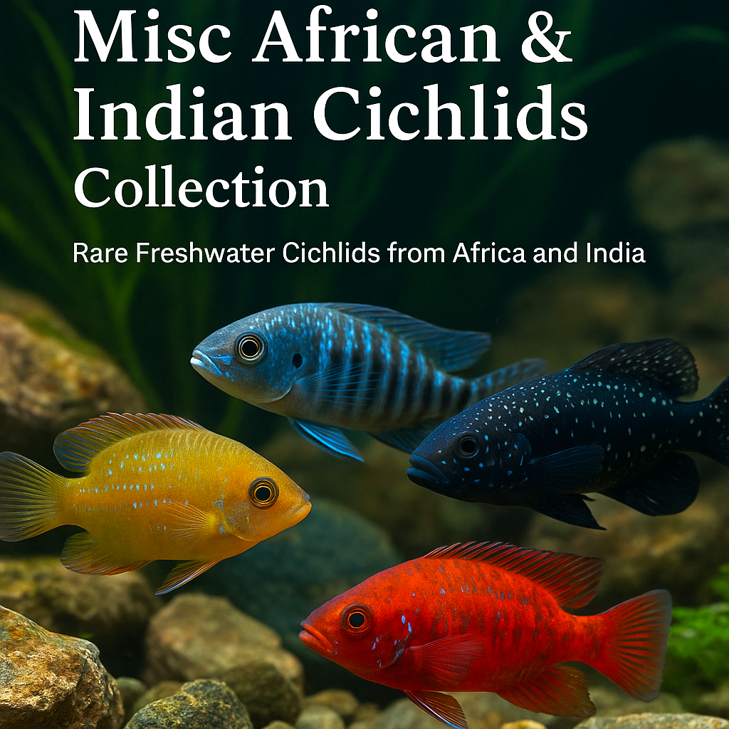 Misc African & Indian Cichlids Collection – rare freshwater cichlids from Africa and India, including Etroplus and unique riverine species.