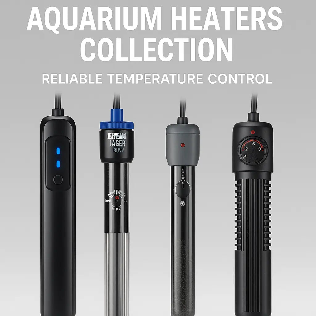 Aquarium Heaters Collection – submersible and adjustable fish tank heaters in multiple wattages for nano, medium, and large aquariums.