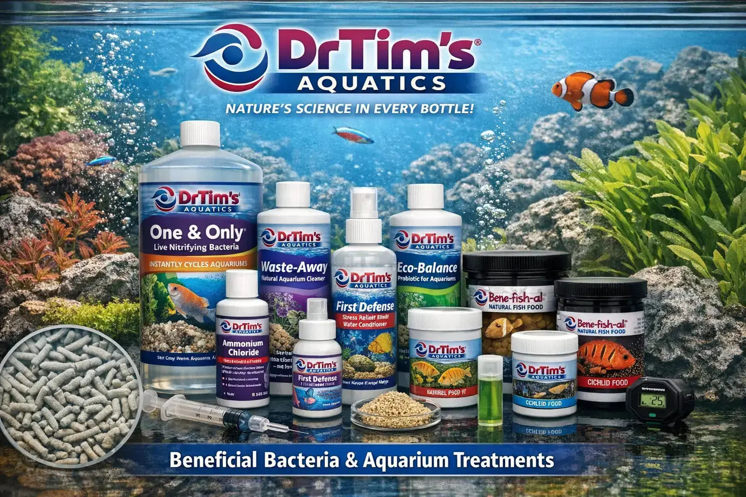 DrTim's Aquatics beneficial bacteria and aquarium treatments for freshwater tanks in Cheyenne, Wyoming