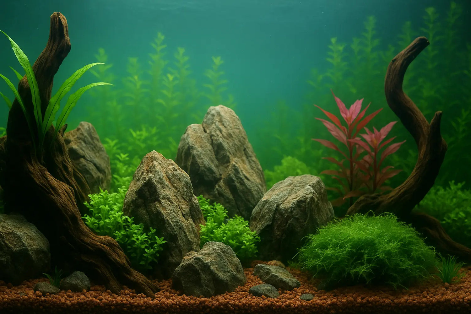 Aquarium décor – fish tank ornaments, driftwood, rocks, and plants for aquascaping
