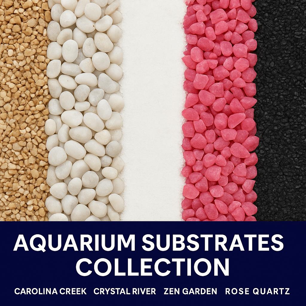 Aquarium Substrates Collection – natural sands, gravels, and specialty blends from CaribSea Super Naturals and Pisces, designed for aquascaping and freshwater aquariums.