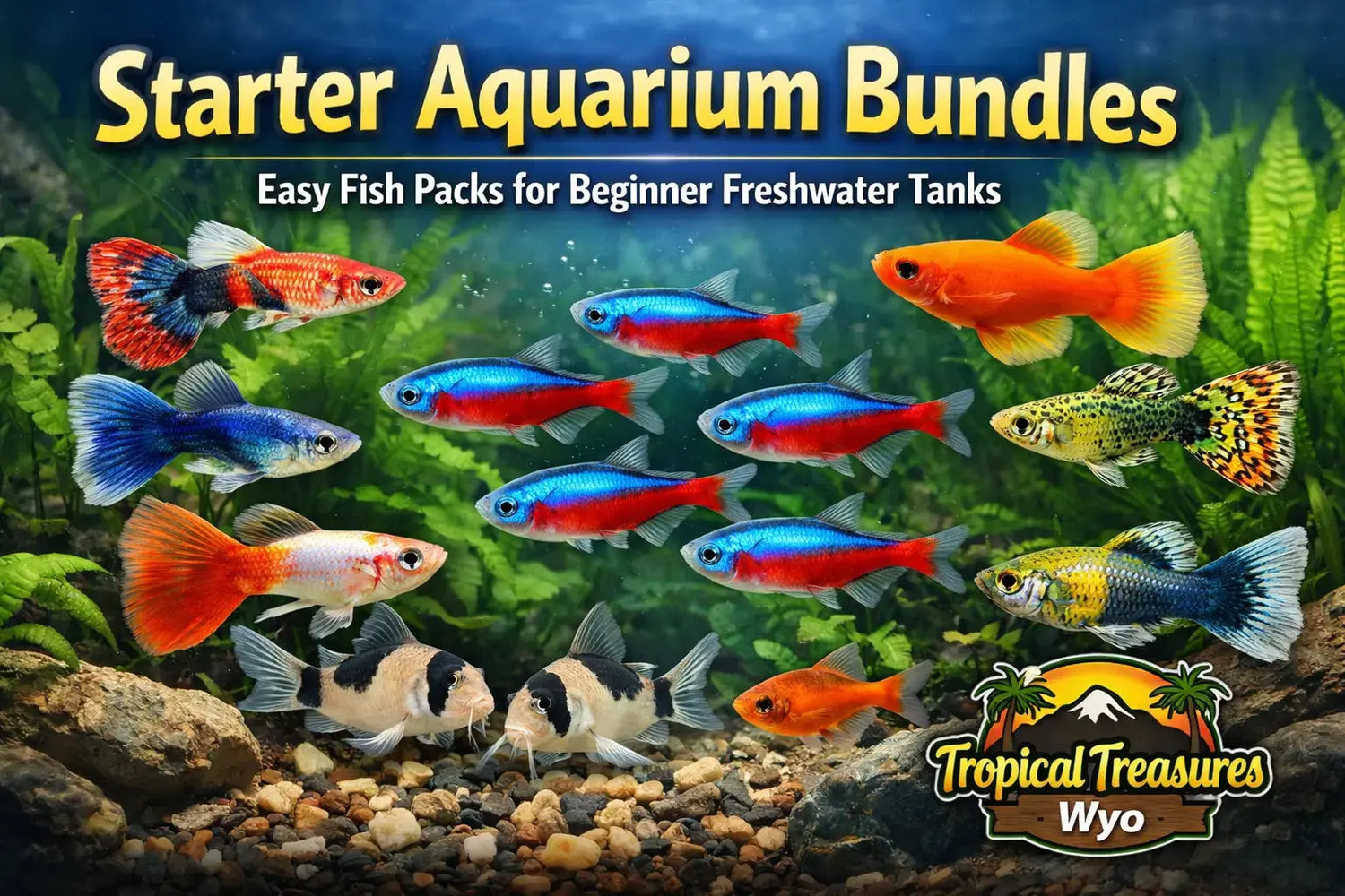 Starter aquarium bundles featuring beginner freshwater fish packs at Tropical Treasures Wyo