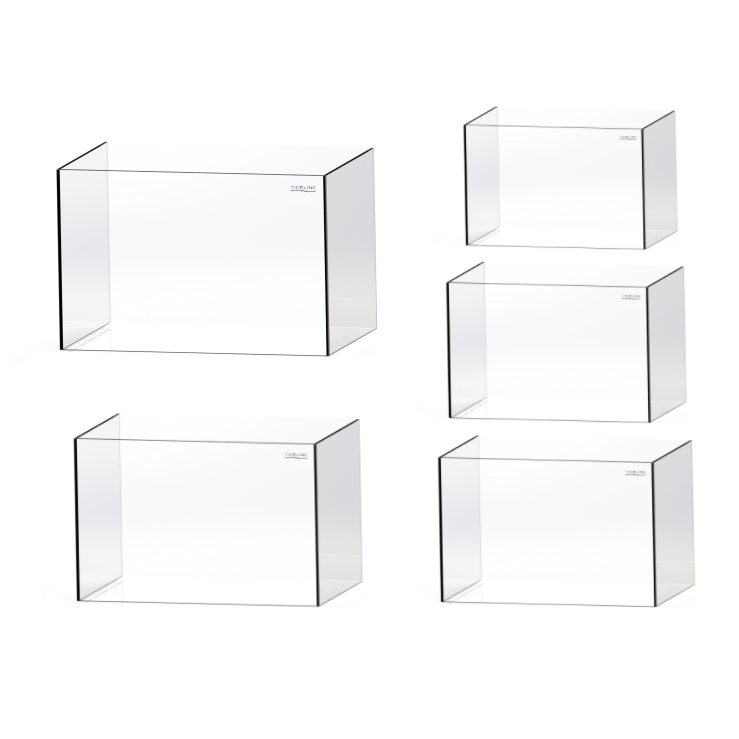 Tideline Ultra-Clear Nano Aquariums Collection – premium low-iron glass aquariums in sizes 3.5 to 15.2 gallons, ideal for planted tanks, shrimp, and nano fish.