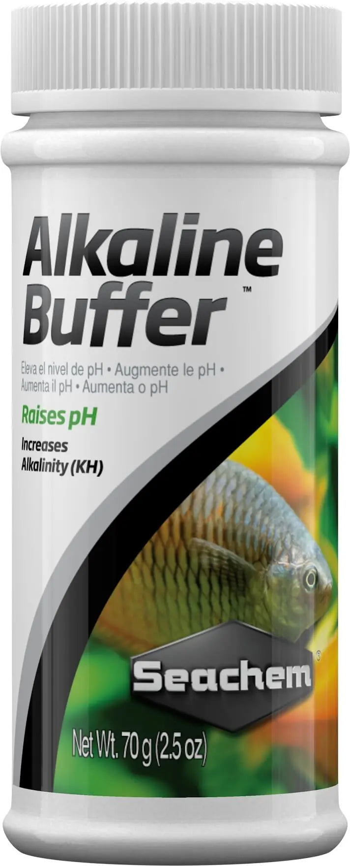 Seachem Alkaline Buffer 2.5 oz phosphate-free freshwater pH and KH buffer for African cichlids, livebearers, hard-water tanks, and stable water chemistry.