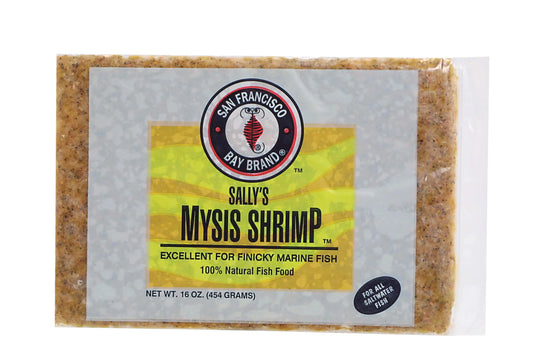 San Francisco Bay Brand Frozen Mysis Shrimp 16 oz flat pack – high-protein frozen fish food for marine and freshwater aquariums, In-Store Pickup Only in Cheyenne, WY.